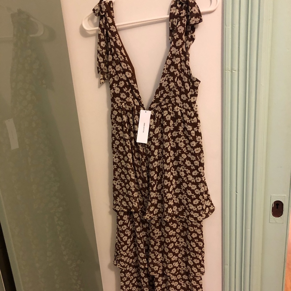 NWT UO brown floral chiffon tiered jumpsuit